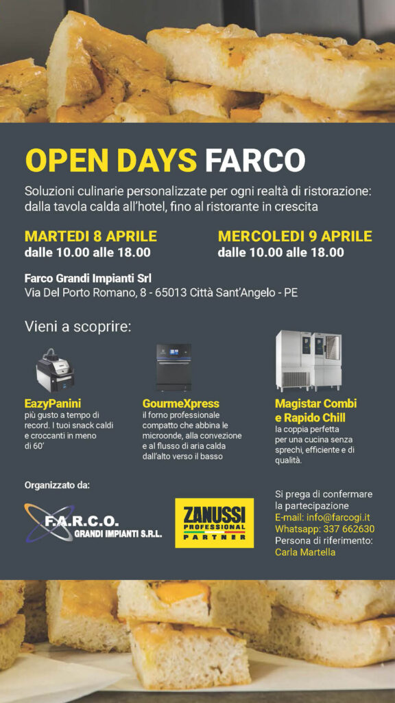 Open days FARCO – scopri la ristorazione veloce e di qualità - EVENTO GRATUITO